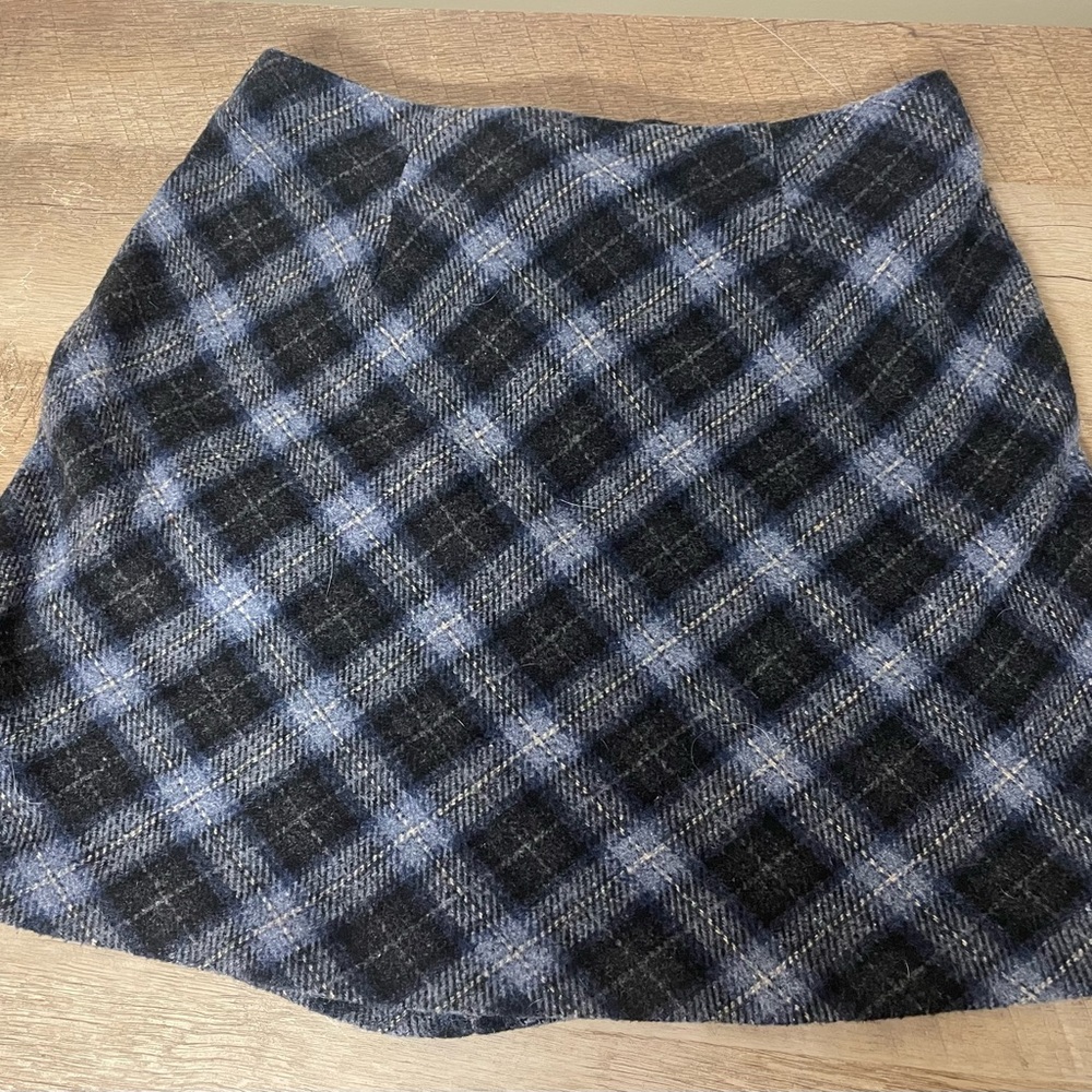 Tracy Evans Vintage Blue and Black Plaid A-Line Skirt